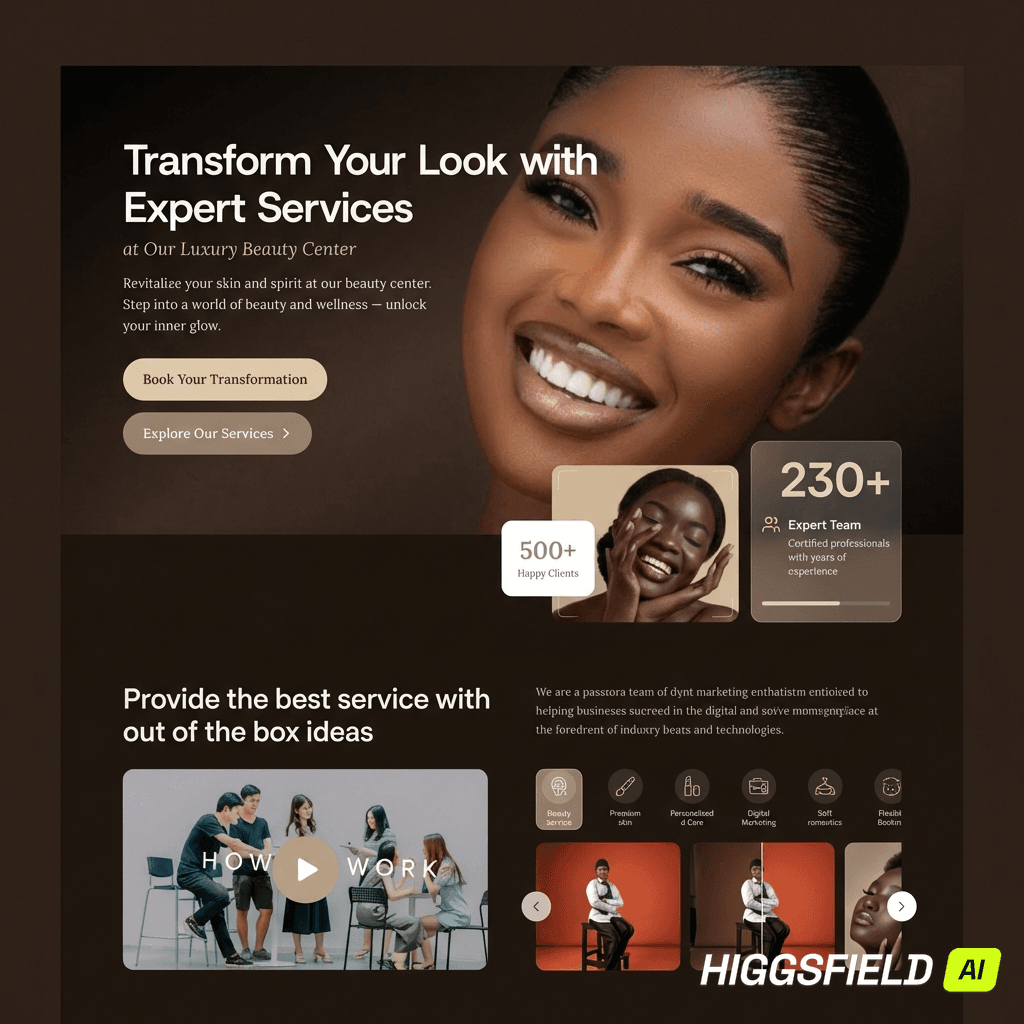 Beauty studio workspace with products and camera